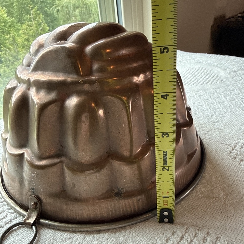 Antique Copper Pudding Jelly Mould Large Tin Lined Wall Decor - Picture 6 of 12
